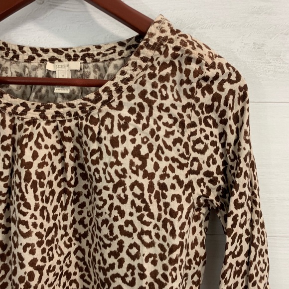 J Crew 100% Linen Leopard Print Blouse - Picture 2 of 7